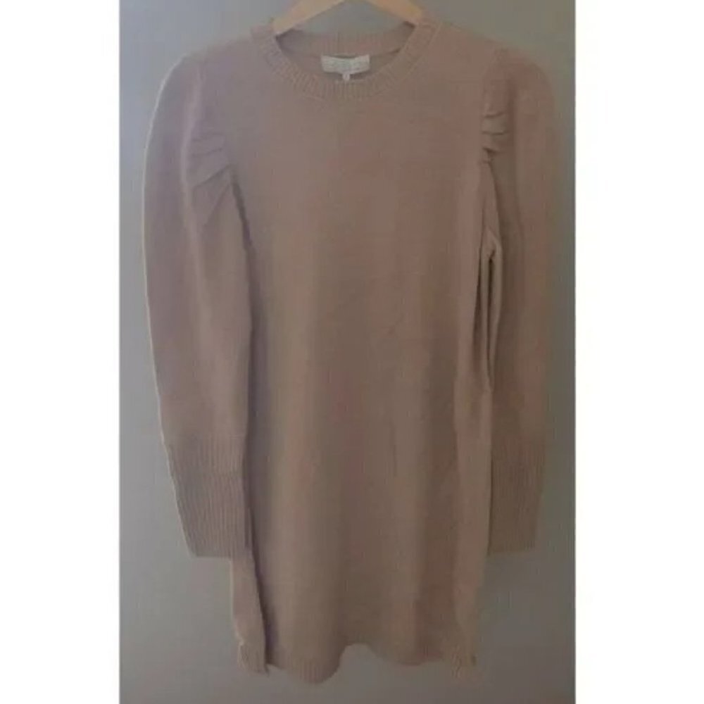 New Wayf X Influencer San Francisco Puff Sleeve Sweater Dress Medium Camel - Picture 3 of 10